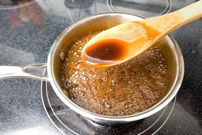 How to Thicken Caramel Sauce by Simmering It on the Stove