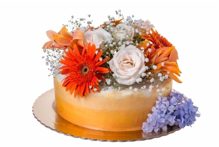Fresh Flowers on Cake