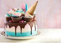 Cake With Ice Cream Cone On Top