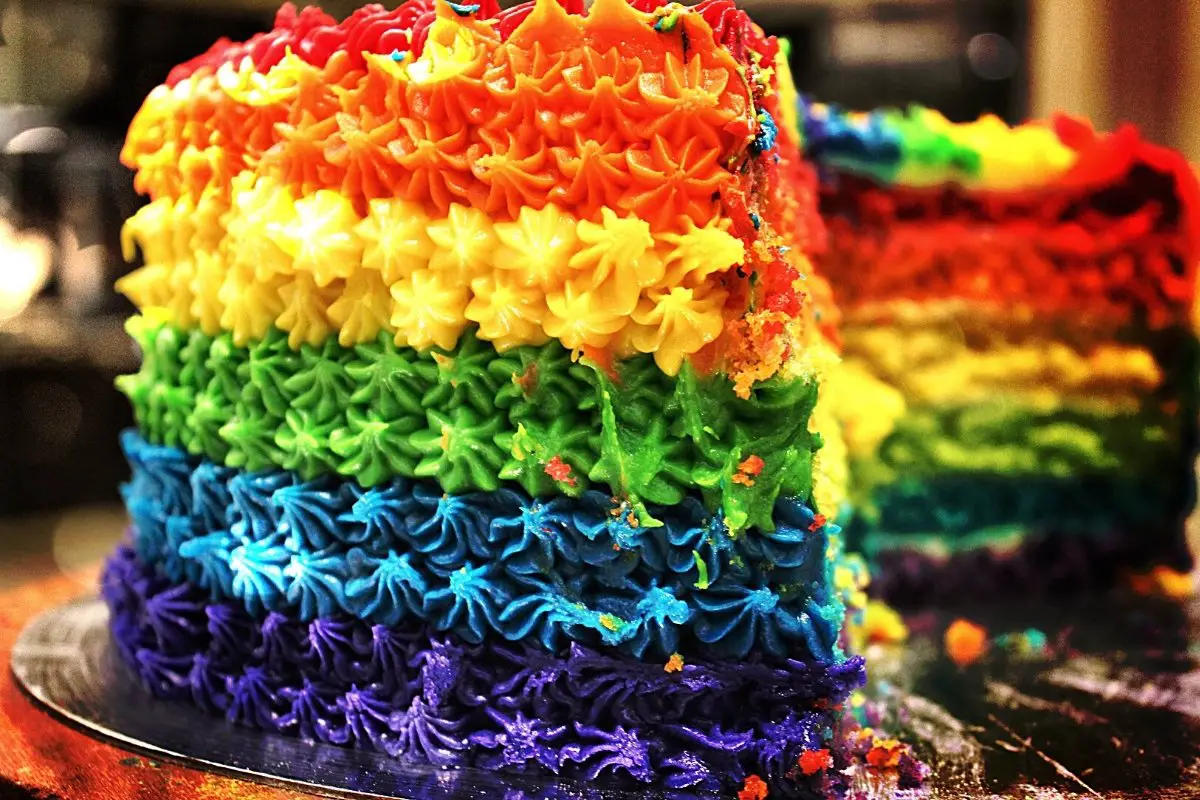 Multi Colored Frosting On Cake