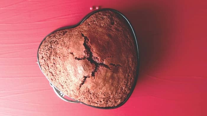 chocolate heart-shaped cake