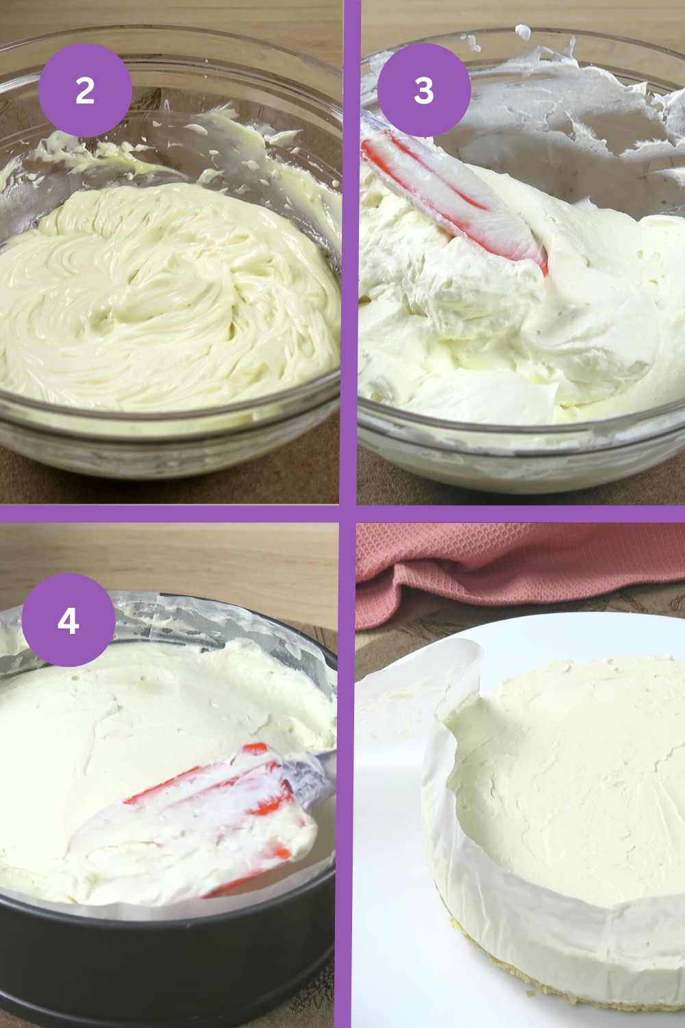 making the filling no bake cheesecake steps