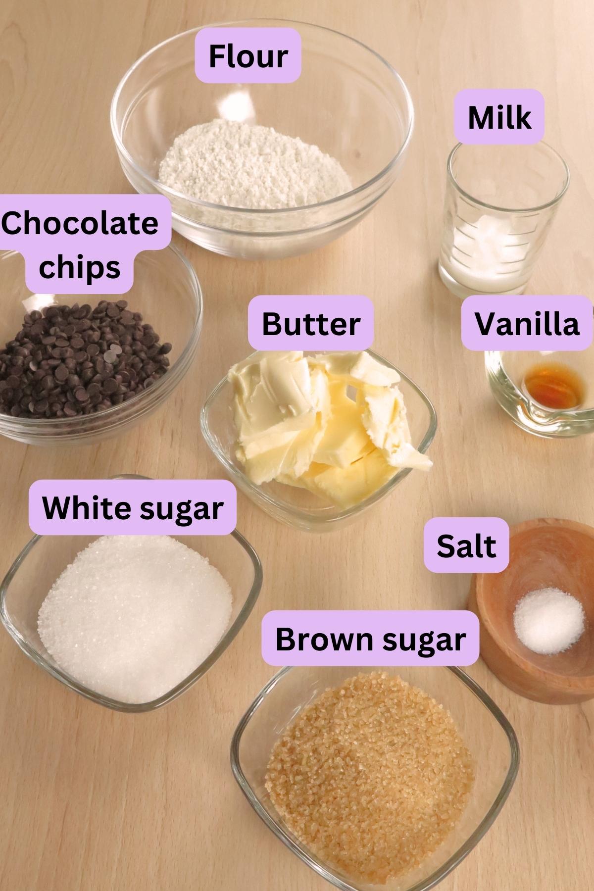 weighed ingredients for NO BAKE Cookie Dough Bites Recipe