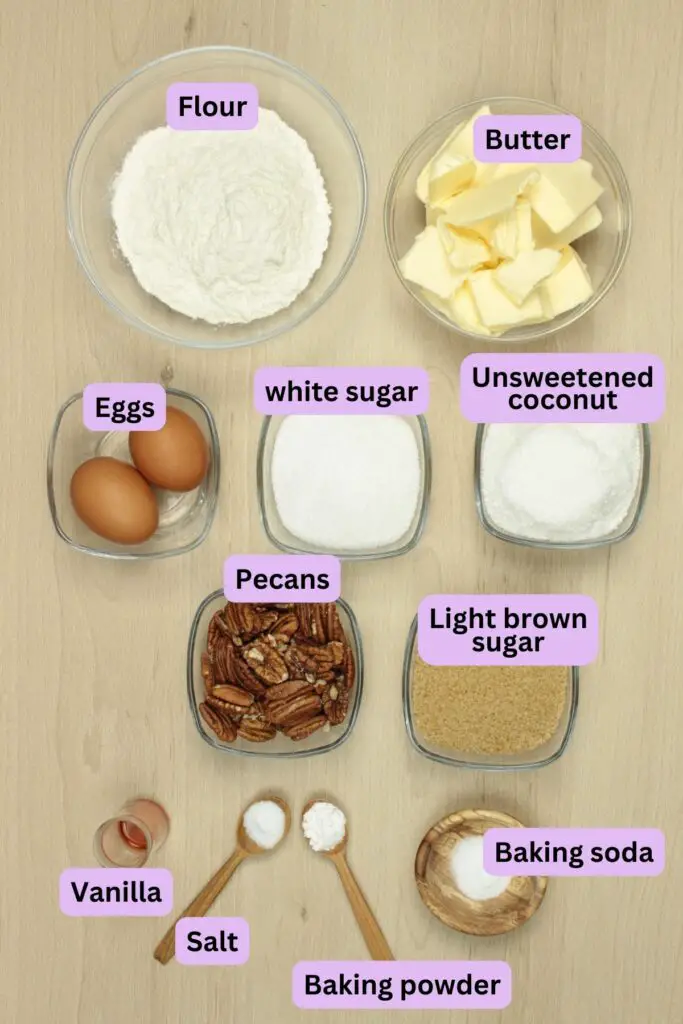 Coconut pecan cookies-weighed ingredients