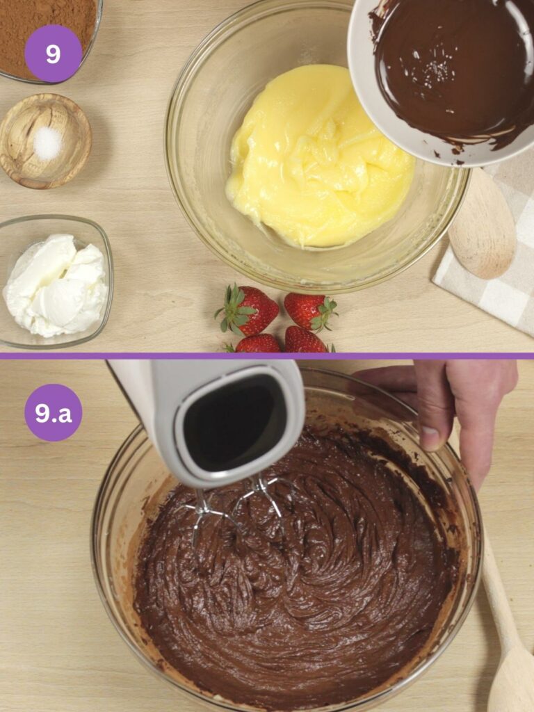 Add cocoa powder, melted chocolate, salt, and sour cream Matilda's Cake Recipe