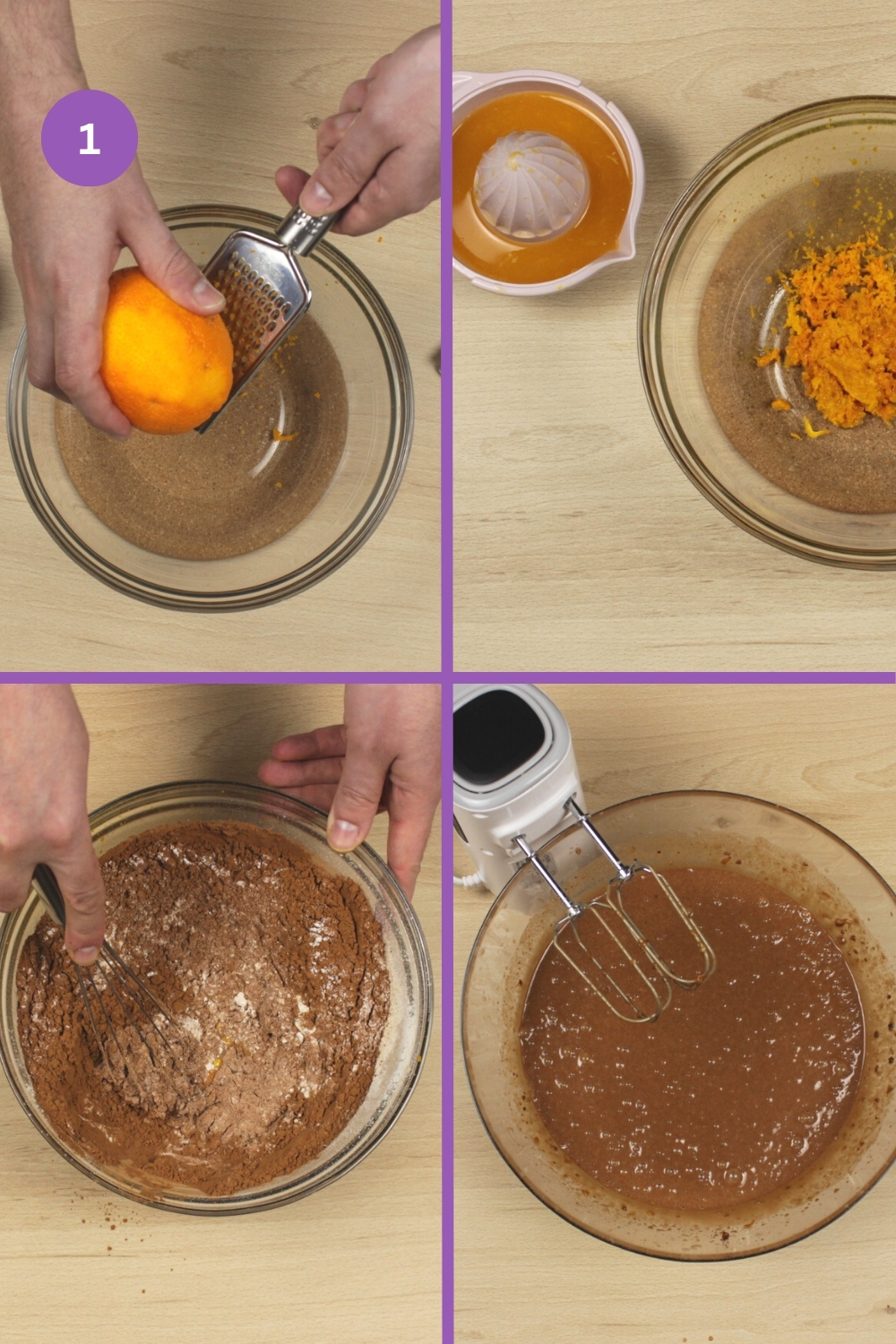 make the batter for orange chocolate cake